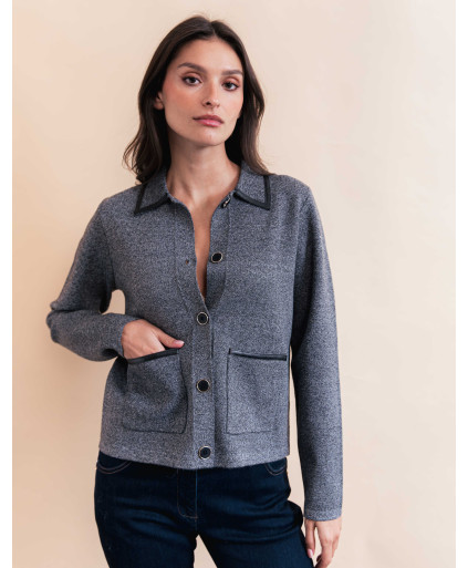 Cardigan TINA - Gris chiné  | Julie Guerlande | Vêtements pour femme
