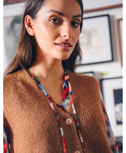 Gilet NINON - Camel  | Julie Guerlande | Vêtements pour femme
