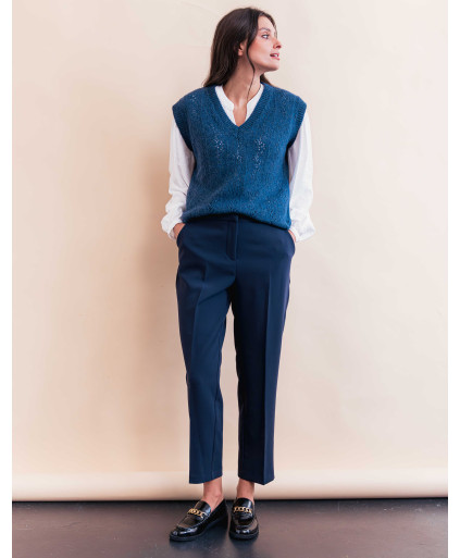 Pantalon MAGDALENA - Marine  | Julie Guerlande | Vêtements pour femme