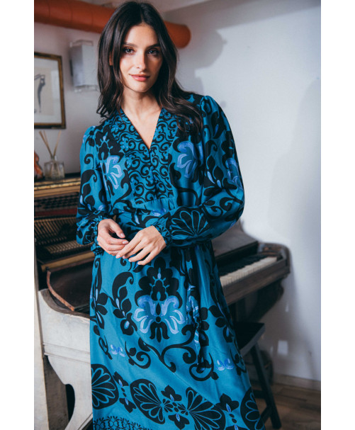 Robe DARIA - Bleu canard  | Julie Guerlande | Vêtements pour femme