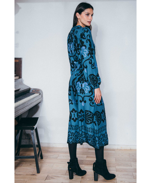 Robe DARIA - Bleu canard  | Julie Guerlande | Vêtements pour femme