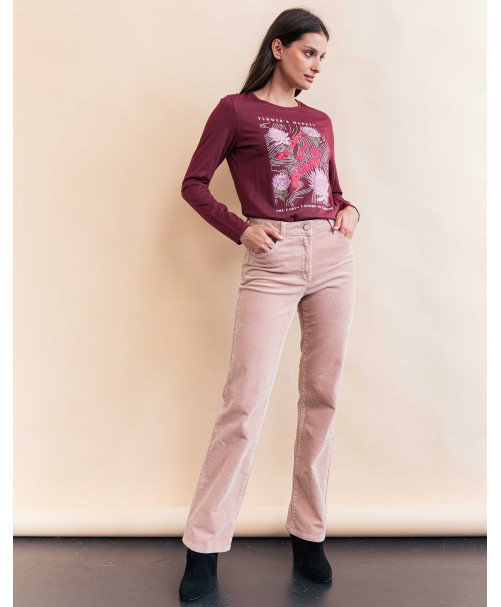 Tee-shirt FLOWER - Grenat  | Julie Guerlande | Vêtements pour femme
