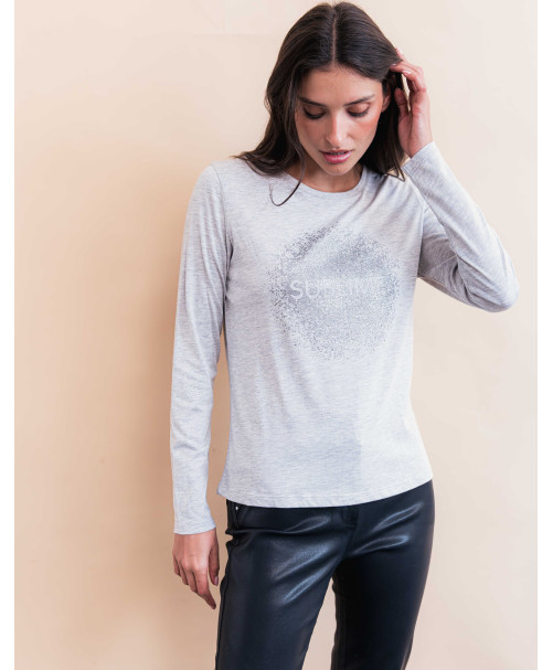 Tee-shirt PARKER - Gris chiné  | Julie Guerlande | Vêtements pour femme