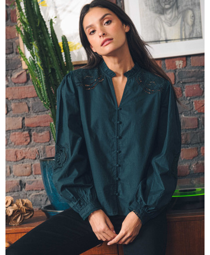 Blouse ARIELLE - Vert bouteille  | Julie Guerlande | Vêtements pour femme