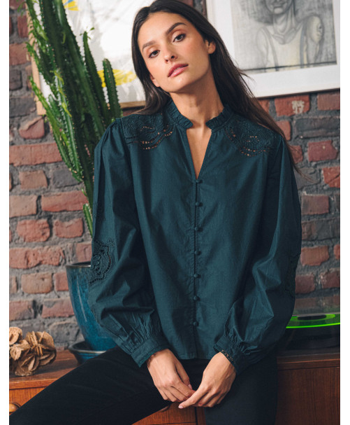 Blouse ARIELLE - Vert bouteille  | Julie Guerlande | Vêtements pour femme