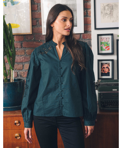 Blouse ARIELLE - Vert bouteille  | Julie Guerlande | Vêtements pour femme
