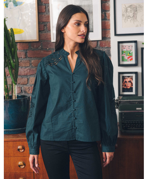 Blouse ARIELLE - Vert bouteille  | Julie Guerlande | Vêtements pour femme