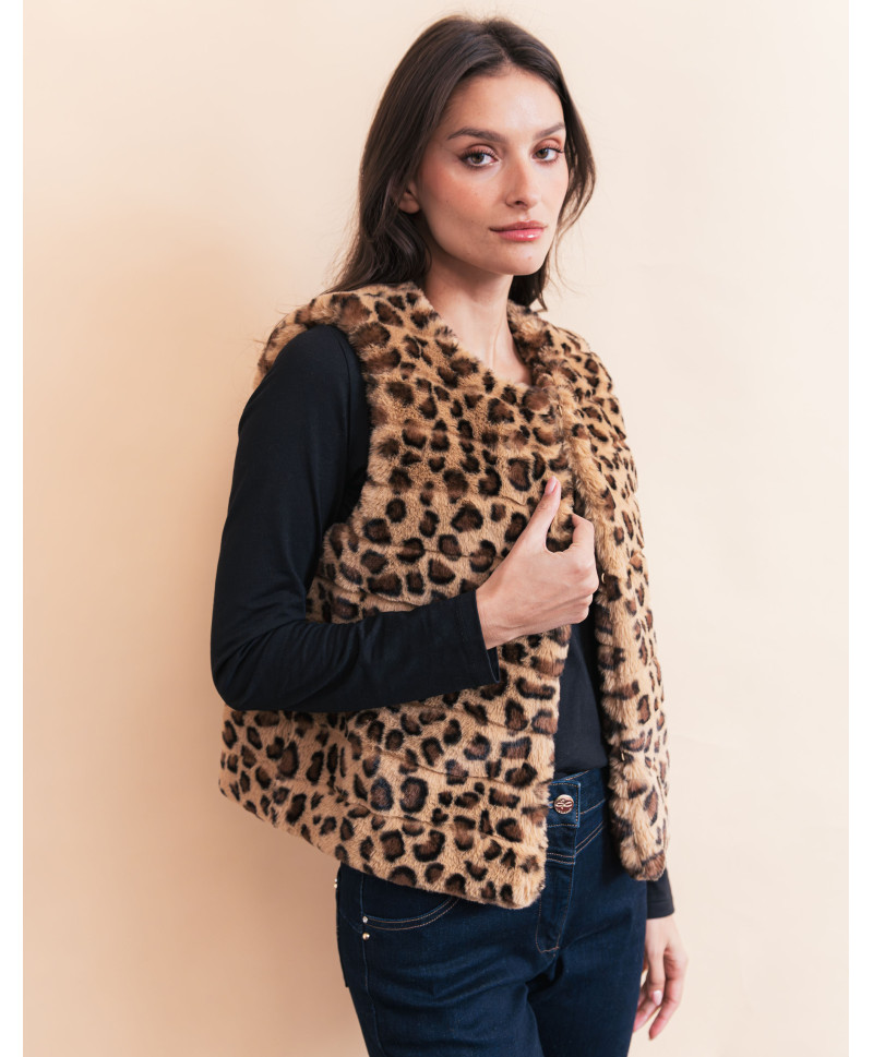 Gilet SLOVENIE - Léopard  | Julie Guerlande | Vêtements pour femme