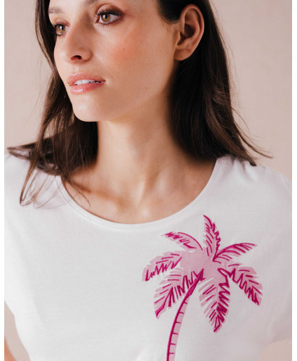 Tee-shirt PALMIER - Ecru | Mode pour femme | Julie Guerlande